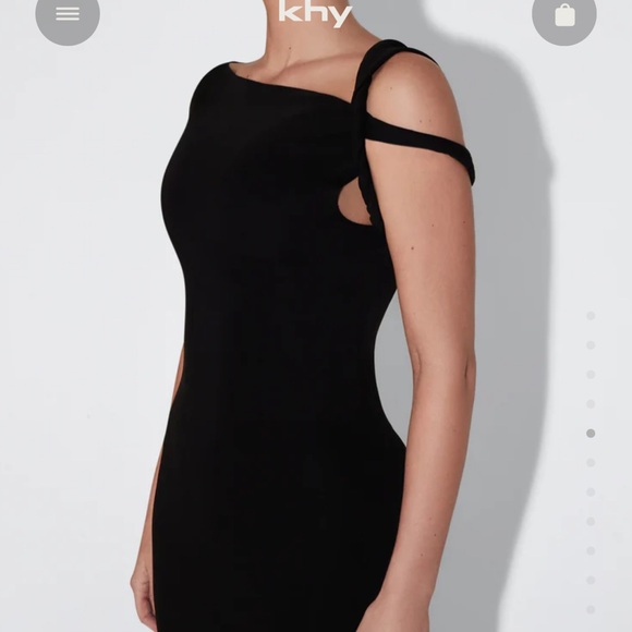 KHY DROP 004 Black Suede Stretch Twist Maxi Dress Size Medium - Picture 7 of 16